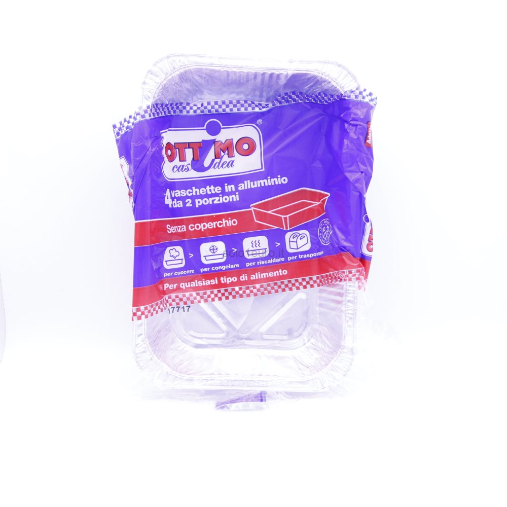 VASCHETTA ALLUMINIO SENZA COPERCHIO 2 PORZIONI 4PZ