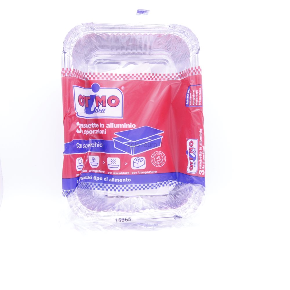 VASCHETTA ALLUMINIO 2 PORZIONE CON COPERCHIO 3PZ
