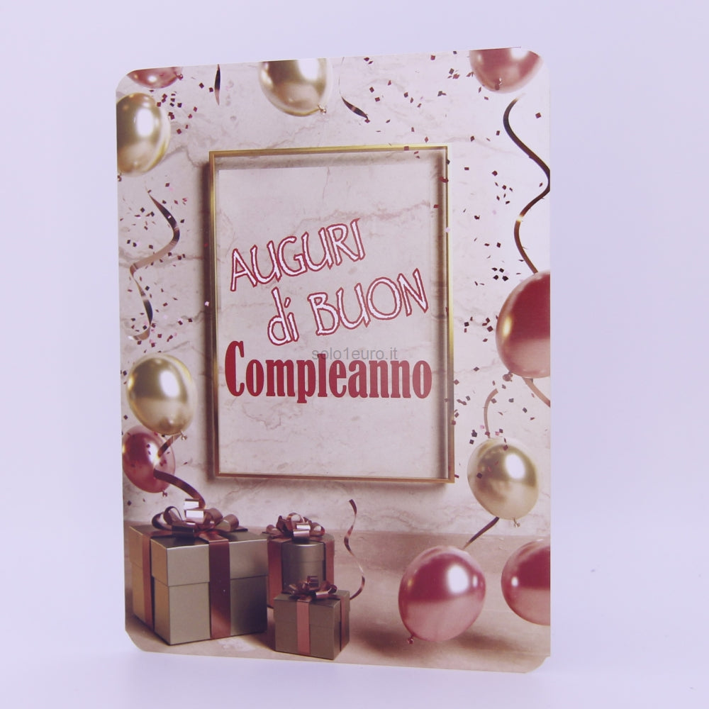 BIGLIETTO AUGURI BUON COMPLEANNO CON BUSTINA