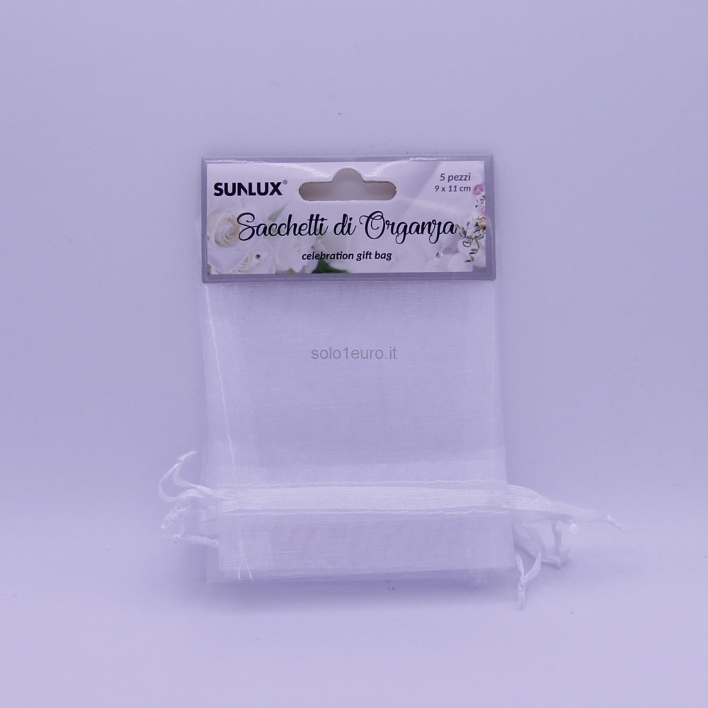 SACCHI ORGANZA PER BOMBONIERE CONFETTI 9*11CM BIANCO