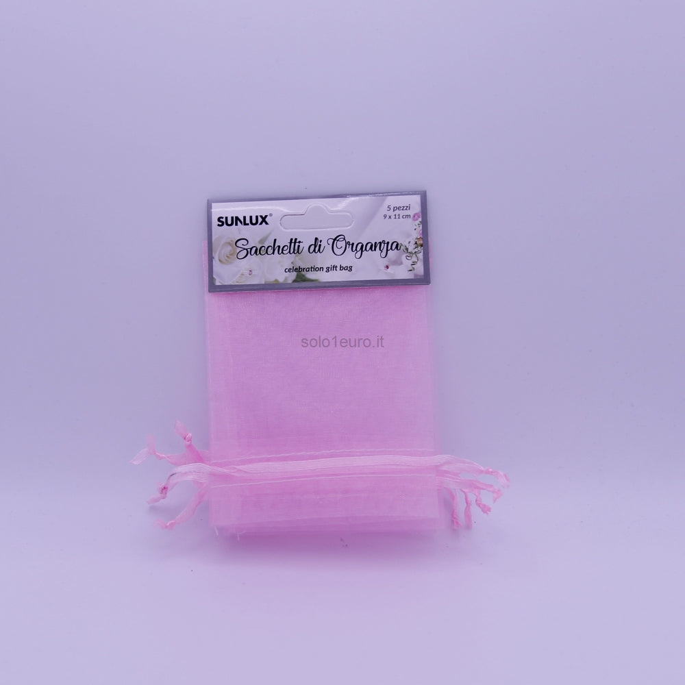 SACCHI ORGANZA PER BOMBONIERE CONFETTI 9*11CM ROSA