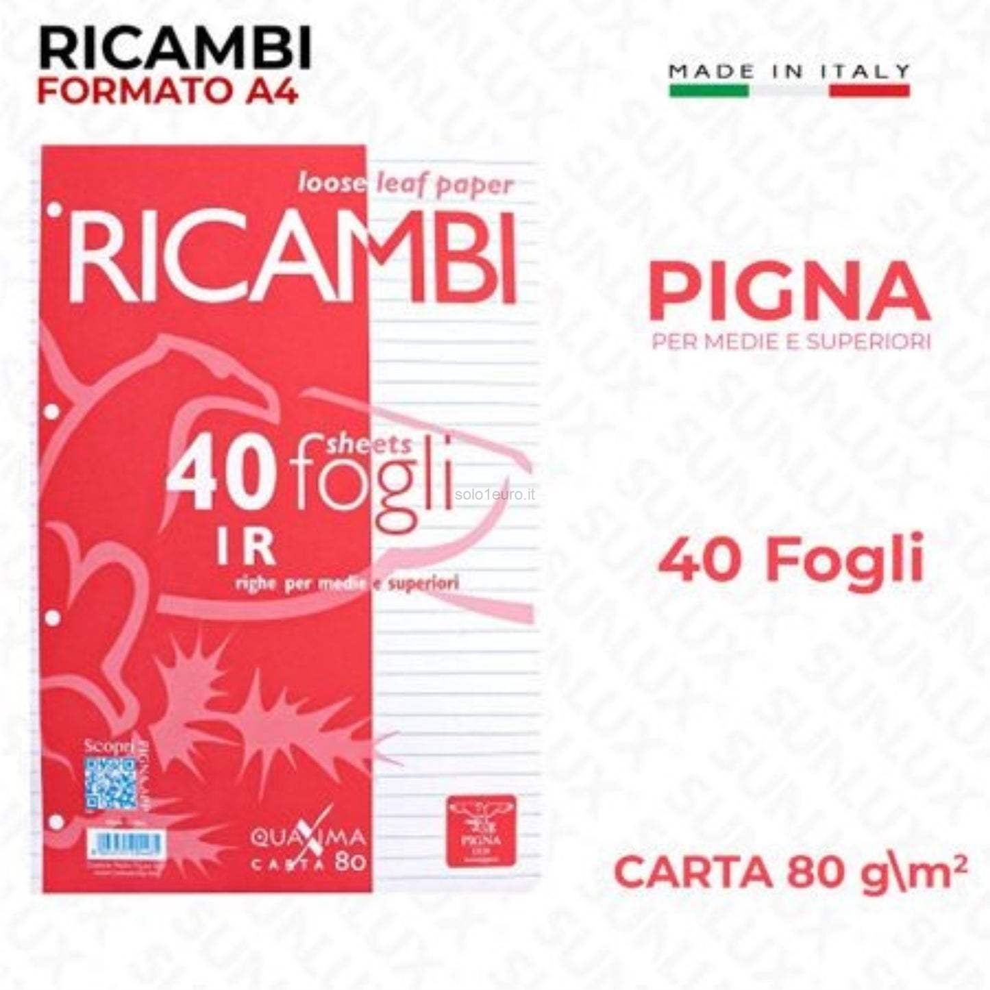 RICAMBI CON BUCHI A4 40 FOGLI 1R