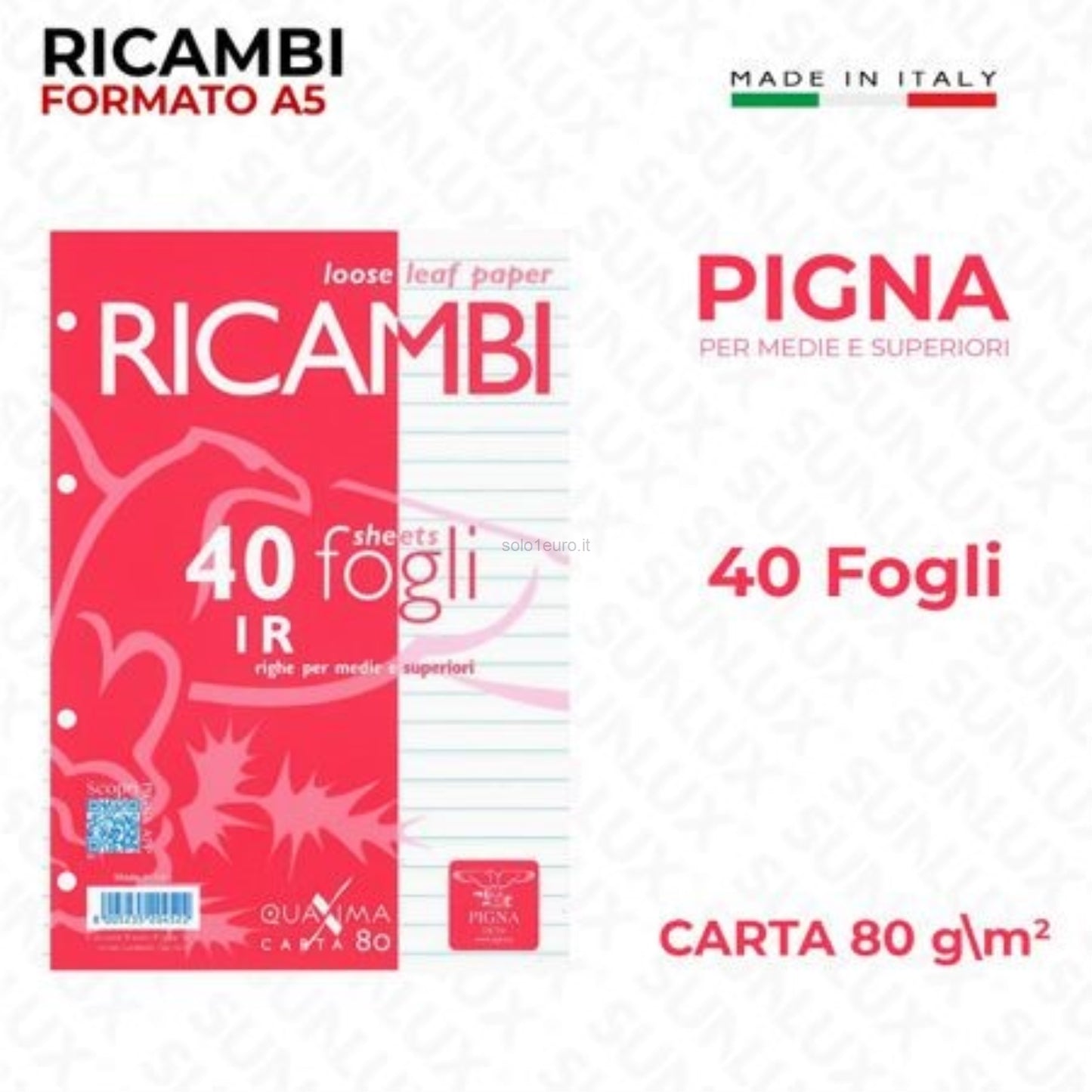 RICAMBI CON BUCHI A5 40 FOGLI 1R