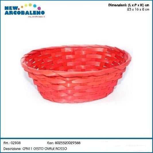 CESTINO OVALE ROSSO 23*16*8CM
