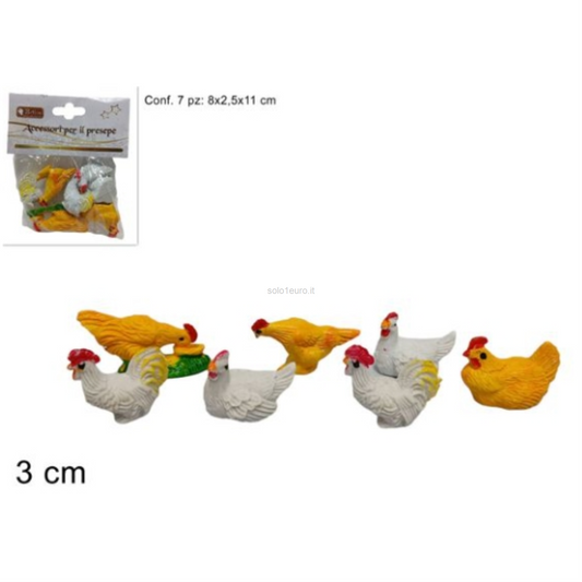 PRESEPE GALLINE ASSORTITE SET PZ.7