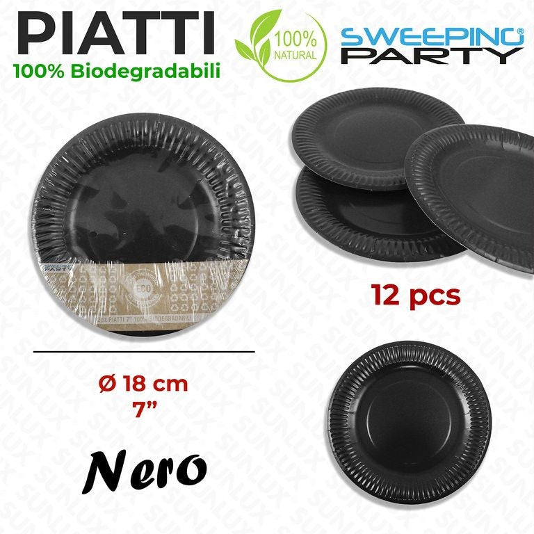 PIATTI BIODEG. NERO D. 18 CM 7* 12PCS