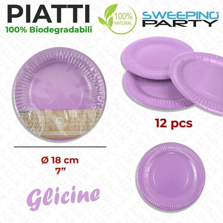 PIATTI BIODEG. GLICINE D. 18 CM 7* 12PCS