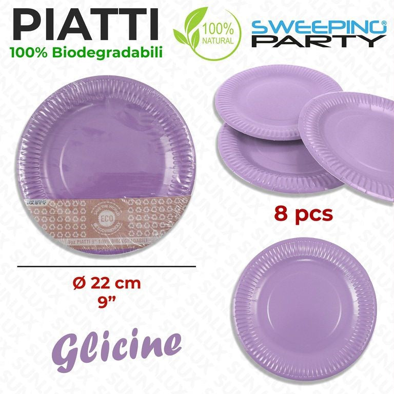 PIATTI BIODEG. GLICINE D. 22CM 9* 8PCS