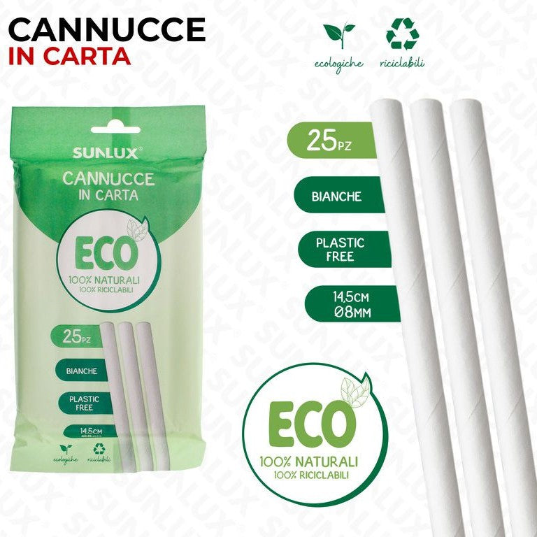 CANNUCCE CARTA BIA. ECO D.8*14.5CM 25PC