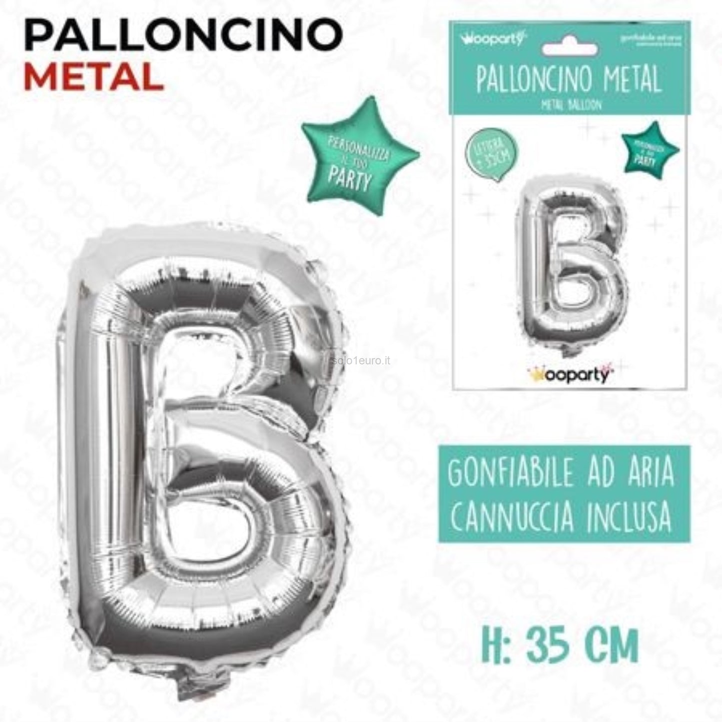 PALLONCINO MYLAR ARGENTO LETTERA B 35CM