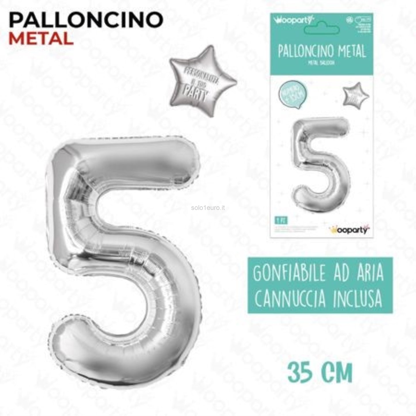 PALLONCINO MYLAR ARGENTO 35CM NUMERO 5