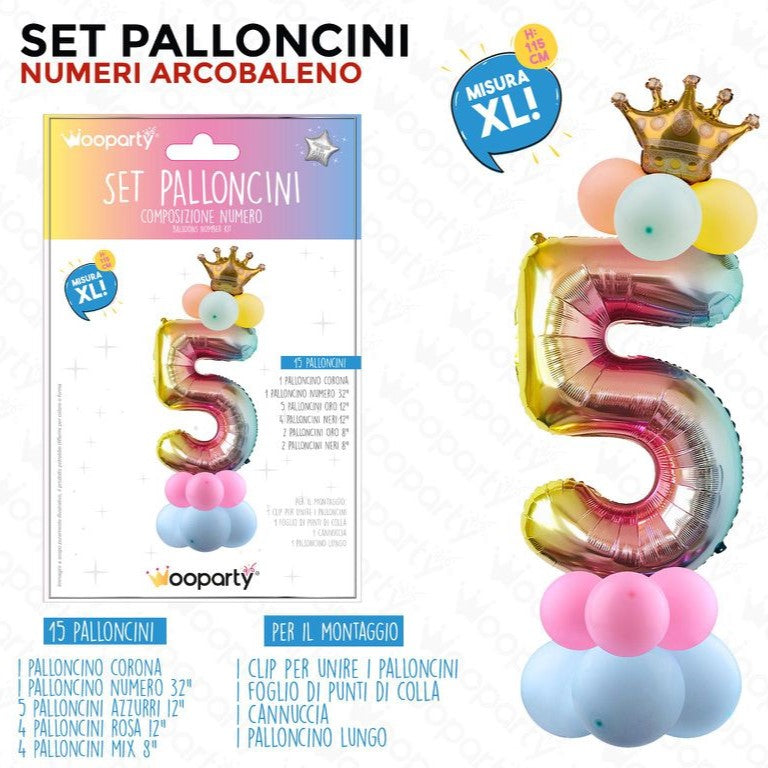 SET PALLONCINI N.5 MULTICOLOR 15PCS 125CM