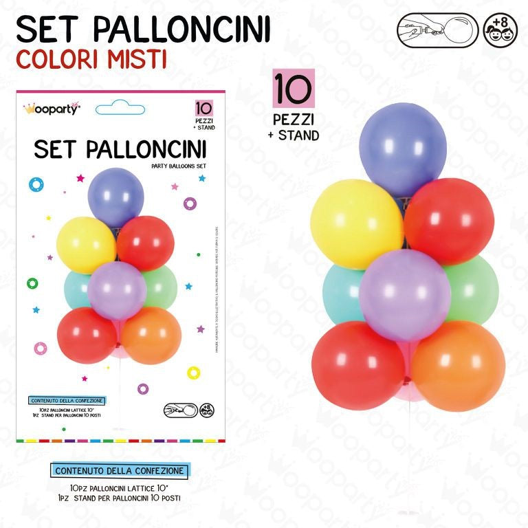 SET PALLON. C/ STAND ASS. 10PCS