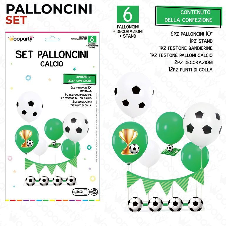 SET PALLON. C/ STAND CALCIO 6PCS