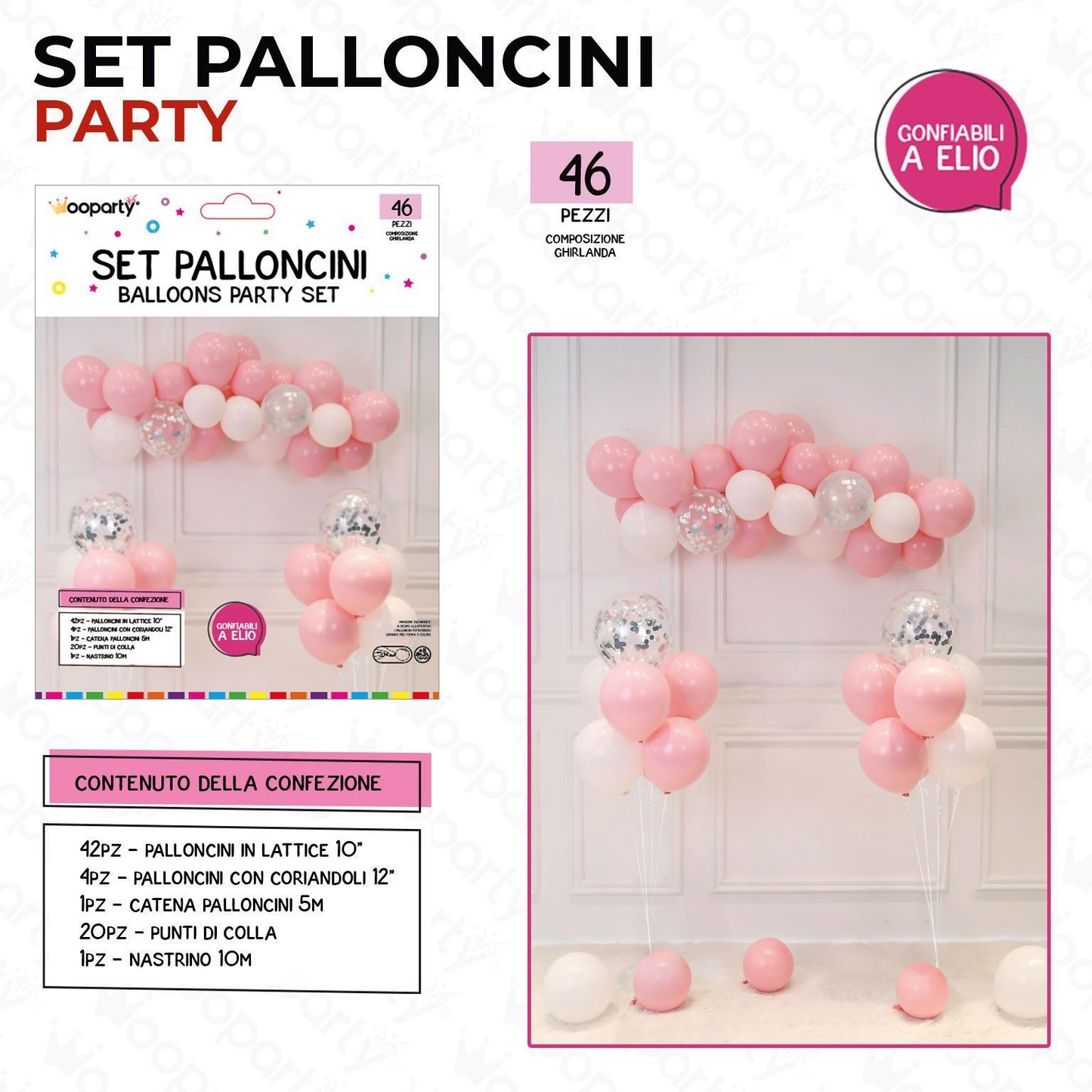 SET PALLONCINI PER COMP. ROSA 46PCS