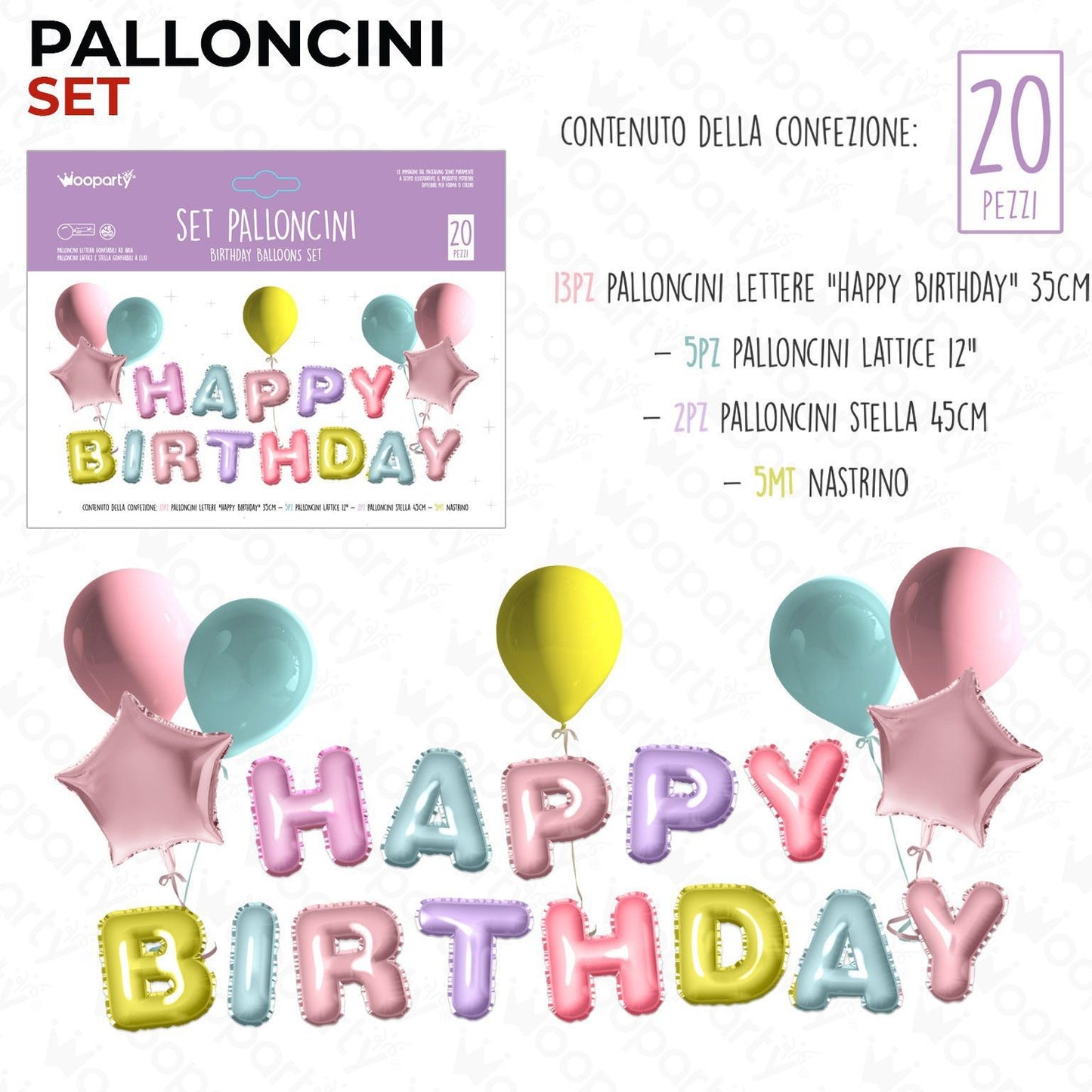 SET PALLONCINI H. BIRTHDAY 20PCS