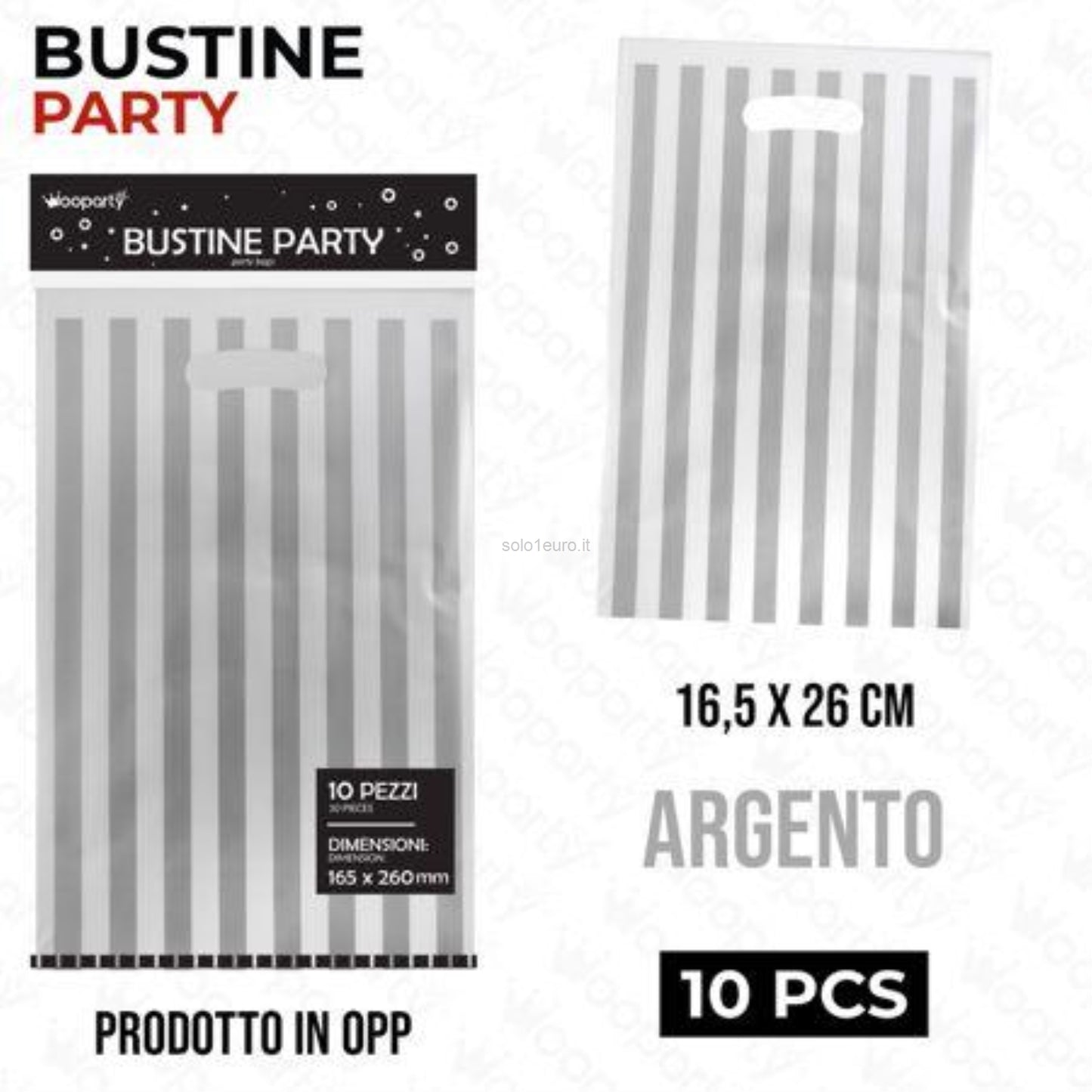 BUSTINE PARTY RIGHE ARGENTO 16.5*26CM 10PZ