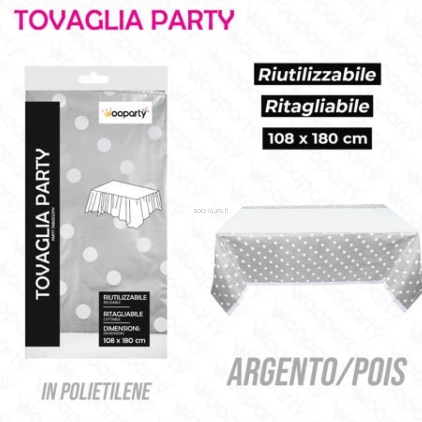 TOVAGLIA PARTY 108*180CM ARGENTO