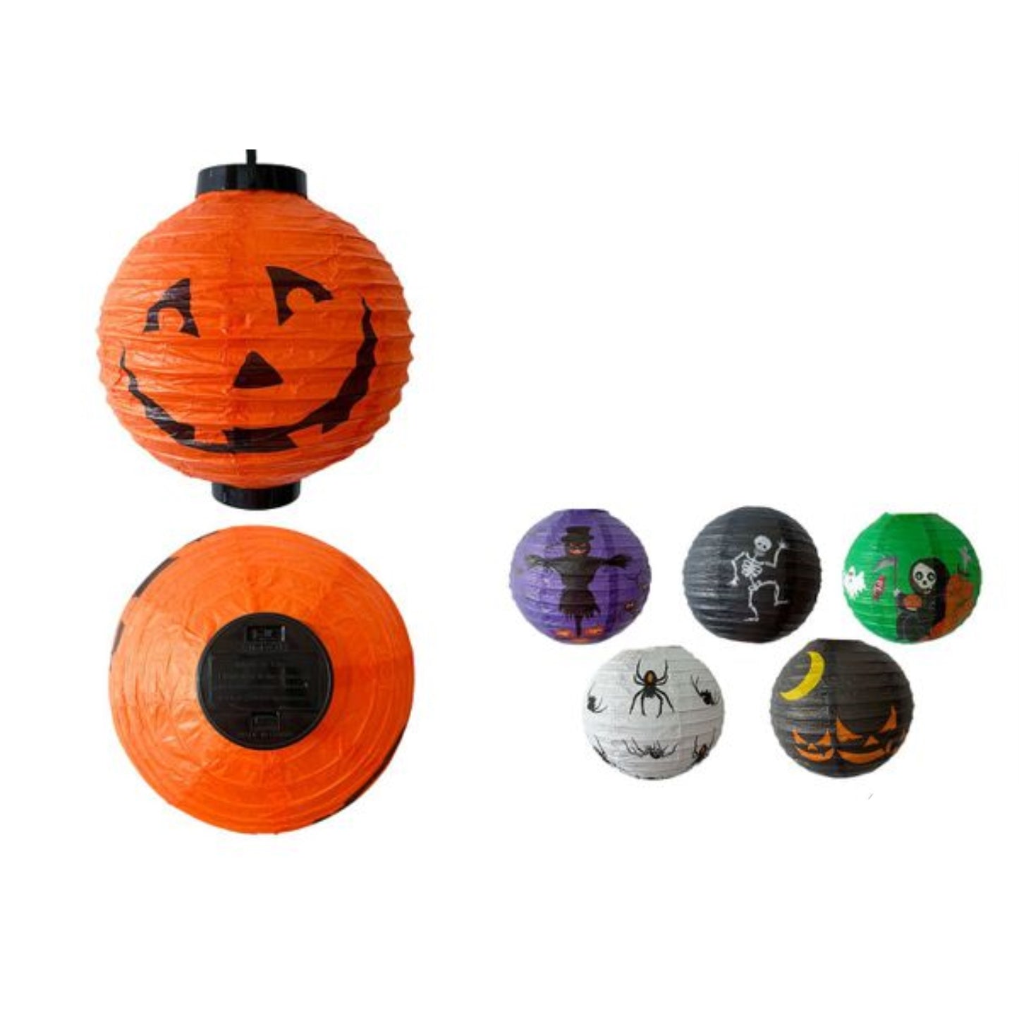 LANTERNA CON LUCE LED DECORAZIONE HALLOWEEN IN CARTA 8CM