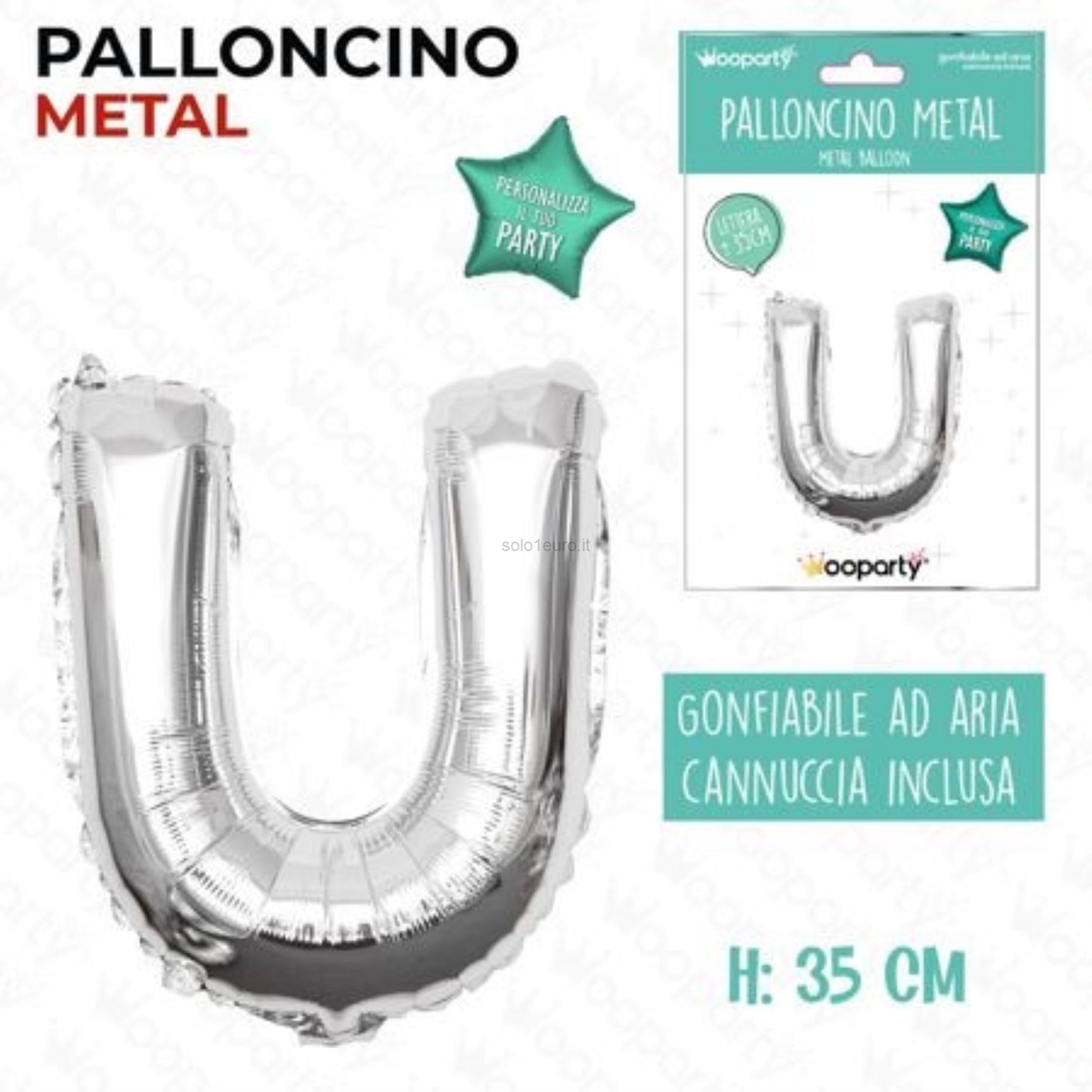 MYLAR ARGENTO PALLONCINO  LETTERA U 35CM