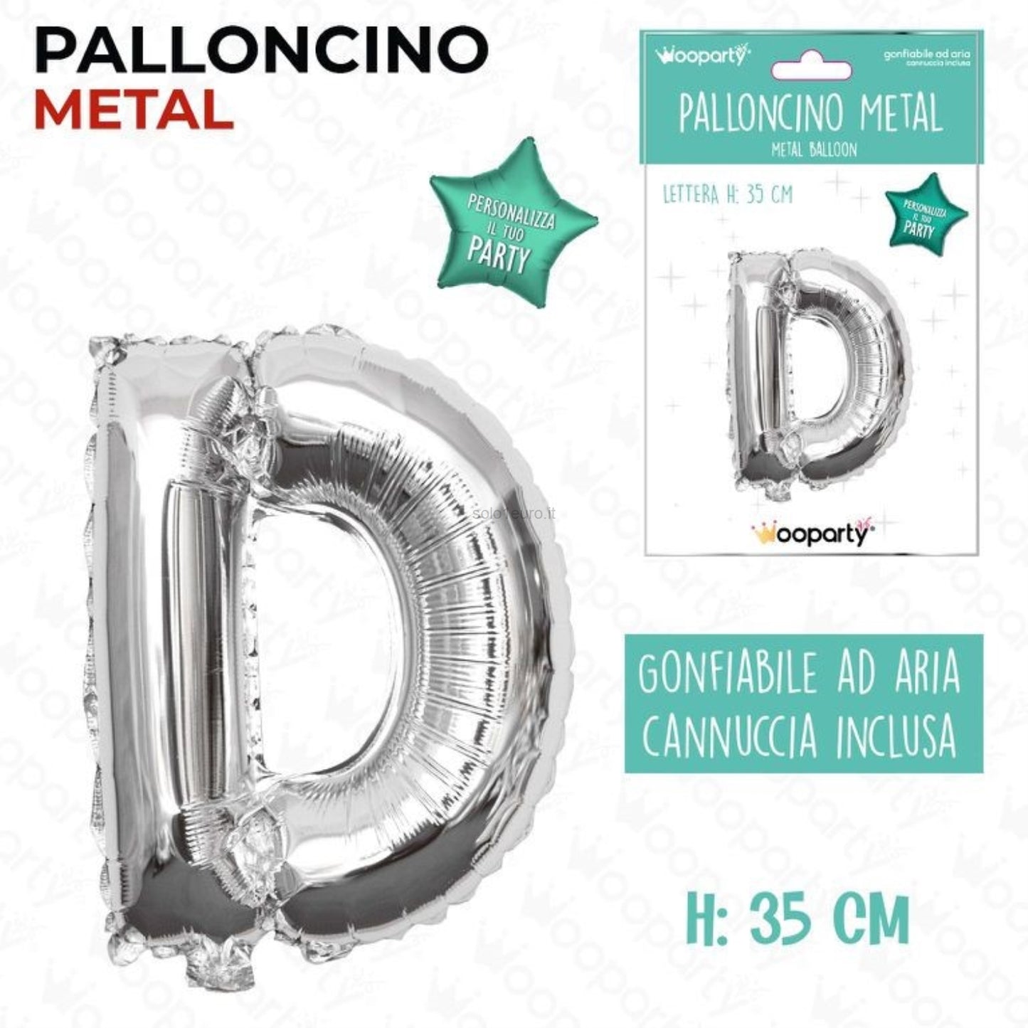 MYLAR ARGENTO PALLONCINO  LETTERA D 35CM