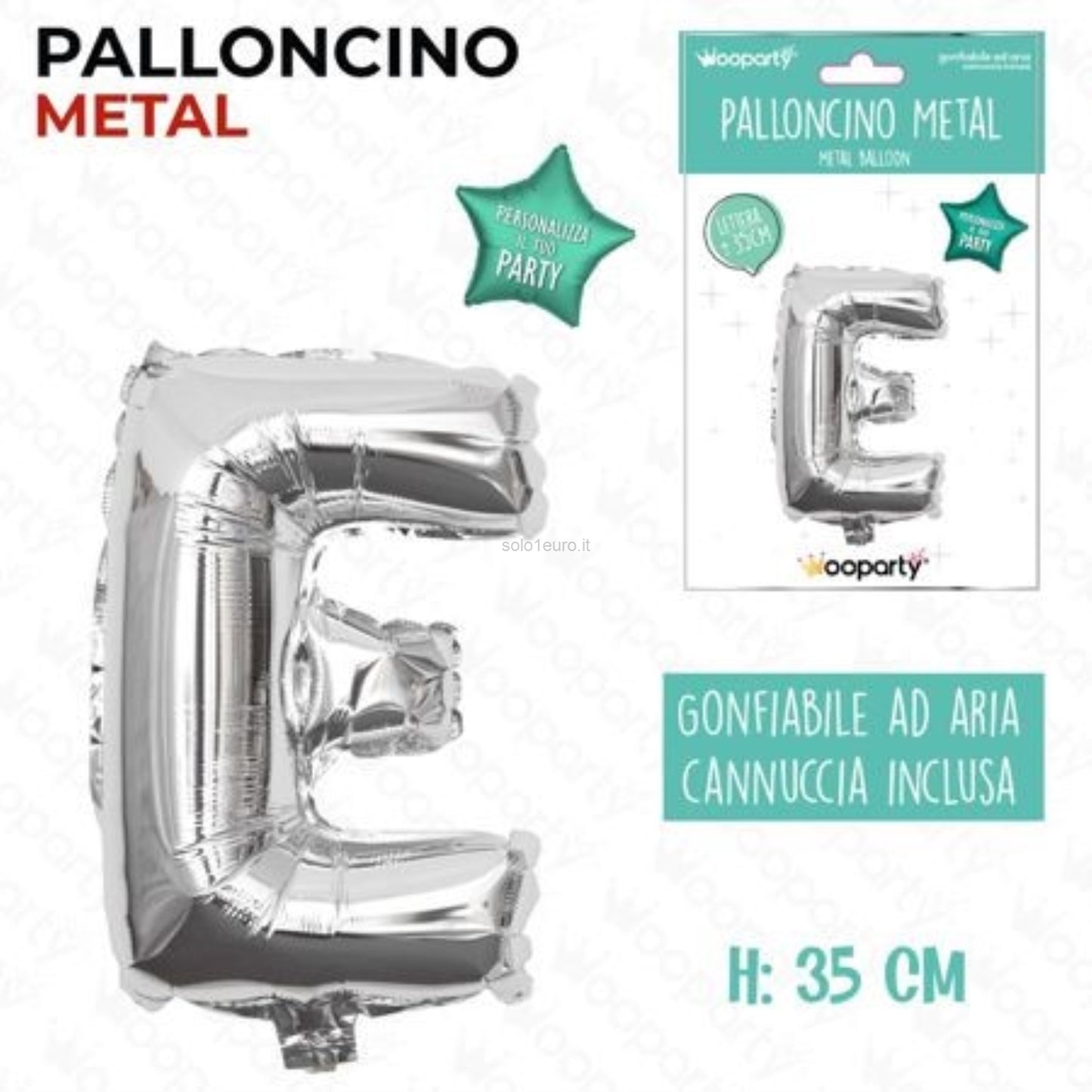 MYLAR ARGENTO PALLONCINO  LETTERA E 35CM