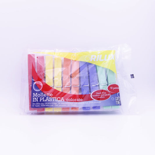 MOLLETTE PER PANNI IN PLASTICA COLORATA 10PZ